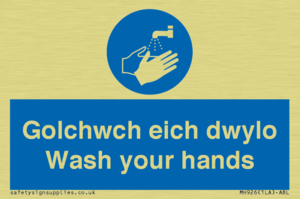 golchwch eich dwylo / wash your hands - safety sign